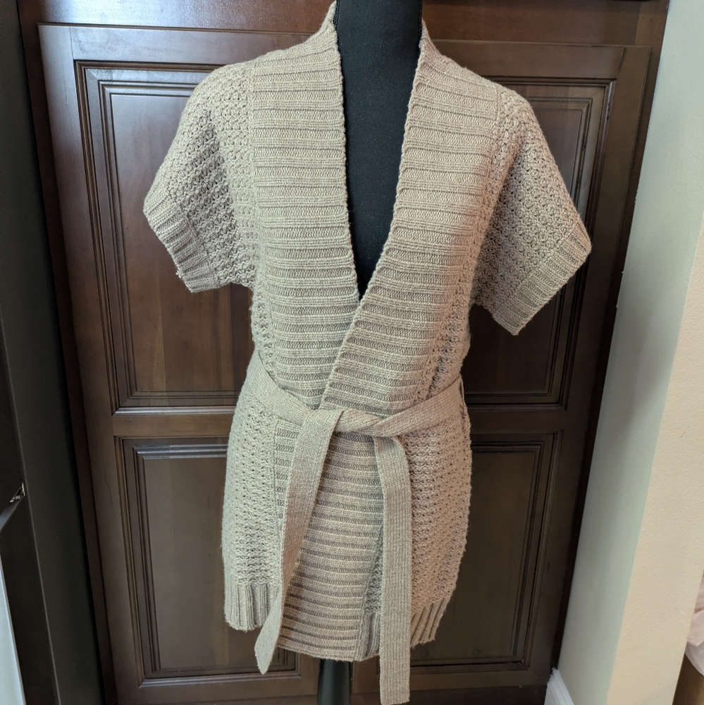 Kimono Style Belted Sweater Jacket - Small